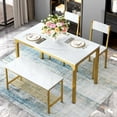 thumbnail image 3 of SogesPower 4 Pieces Contemporary Wood, Iron Dining Table Set Gold/White, 3 of 8