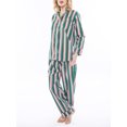 thumbnail image 2 of Women 2 Piece Pajama Set Striped Long Sleeve Shirt Top Long Pants Lounge Sets Sleepwear Nightwear, 2 of 4