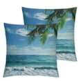 thumbnail image 2 of Acheng Sunset Beach Throw Pillow Case Tropical Palm Tree Blue Sky Coastline Sandy Ocean Sea Waves Pillow Cover Cushion Covers for Couch Sofa Home Farmhouse Decoration,2 Pcs White, 2 of 6