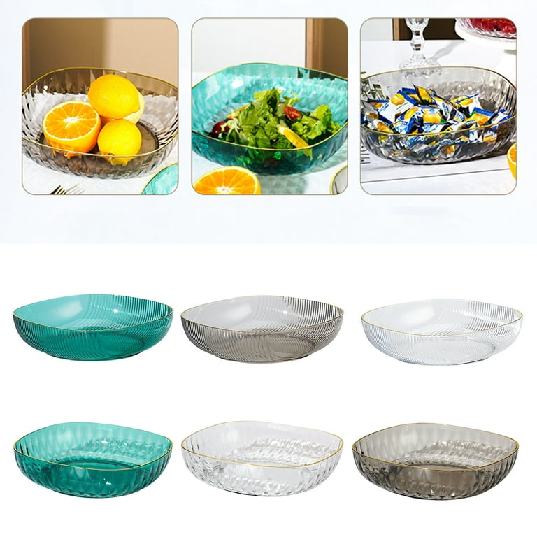 Waroomhouse Fruit Bowl Chinese Style High Transparency Relief Carving  Ripple Texture Large Capacity Storage Simplicity Plastic Fruit Vegetables  Clear