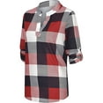 thumbnail image 3 of Gomelly Women T-shirt Long Sleeve Tee Casual T Shirt Ladies Baggy Sport Pullover Check Print Tunic Blouse Red XXL, 3 of 5