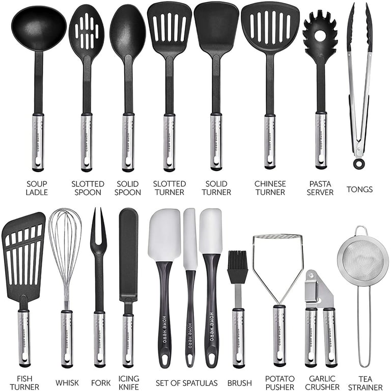Home Hero - Kitchen Utensils - Cooking Utensils Set - Nylon Kitchen Tool  Set - 44 Pcs, Black