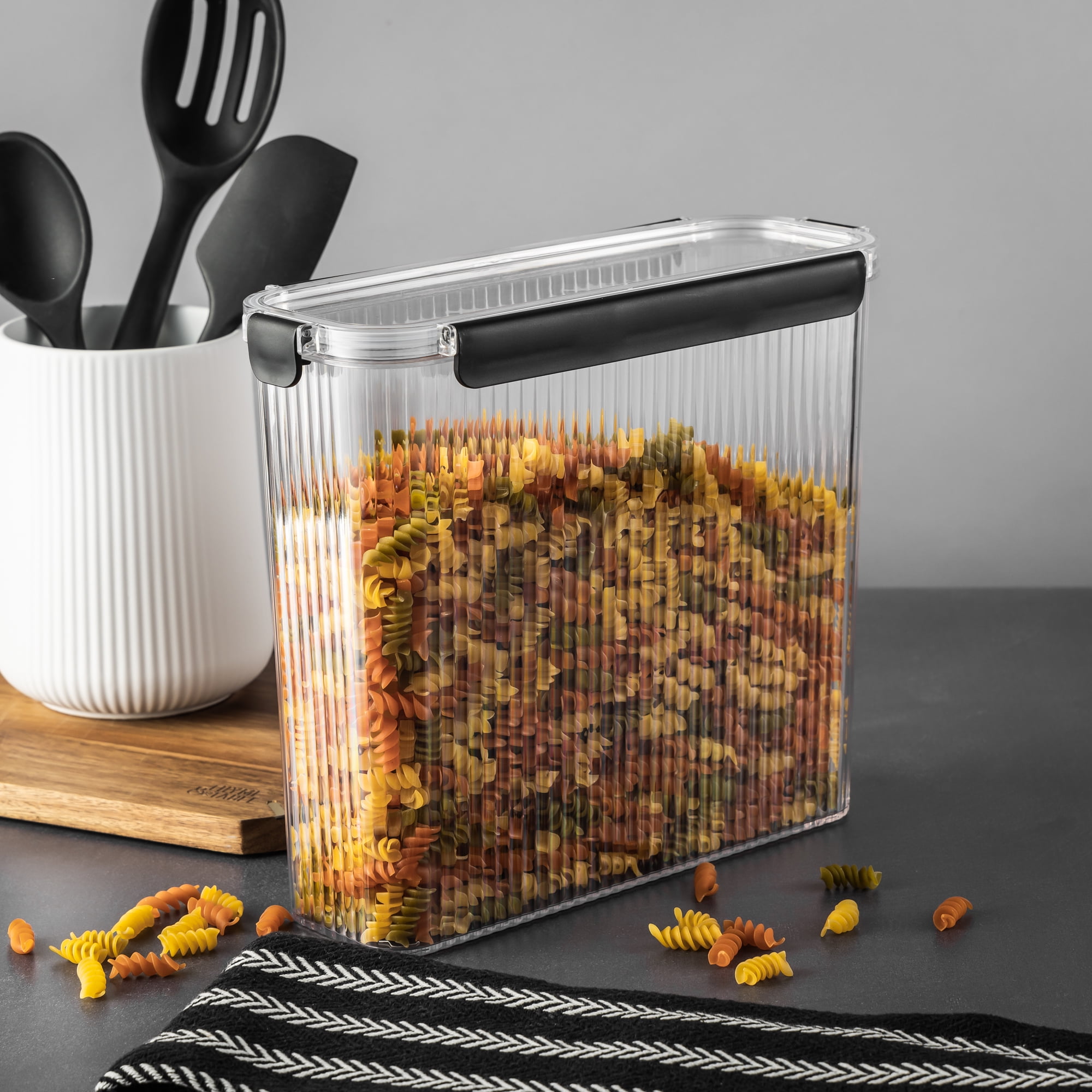 Thyme & Table 20.5 Cup Clear Ribbed Pantry Storage Container
