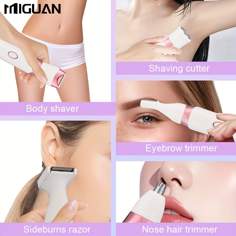 Women's 4-in-1 Digital Display Electric Hair Removal Kit, USB Rechargeable Multi-functional Trimmer, Underarm Shaver, Face Trimmer, Nose Hair Trimmer, Full Body Hair Removal Device