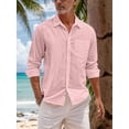 thumbnail image 5 of Weardear Men's Cotton Linen Casual Stylish Button Down Shirt Long Sleeve Dress Shirts, 5 of 6