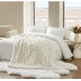 thumbnail image 3 of Brooklyn Loom Bubble Faux Fur 100% Microfiber Polyester  King Blanket in Ivory, All Season, Adult Size, OEKO-TEX Certified, 3 of 12