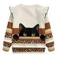 thumbnail image 6 of Xixirimido Cat Leopard Stripes Print Toddler Girls Fall Winter Sweatshirt Long Sleeve Ruffle Trim Pullover Top Cute Graphic Crewneck Sweater Outfit, for 4-5T, 6 of 7