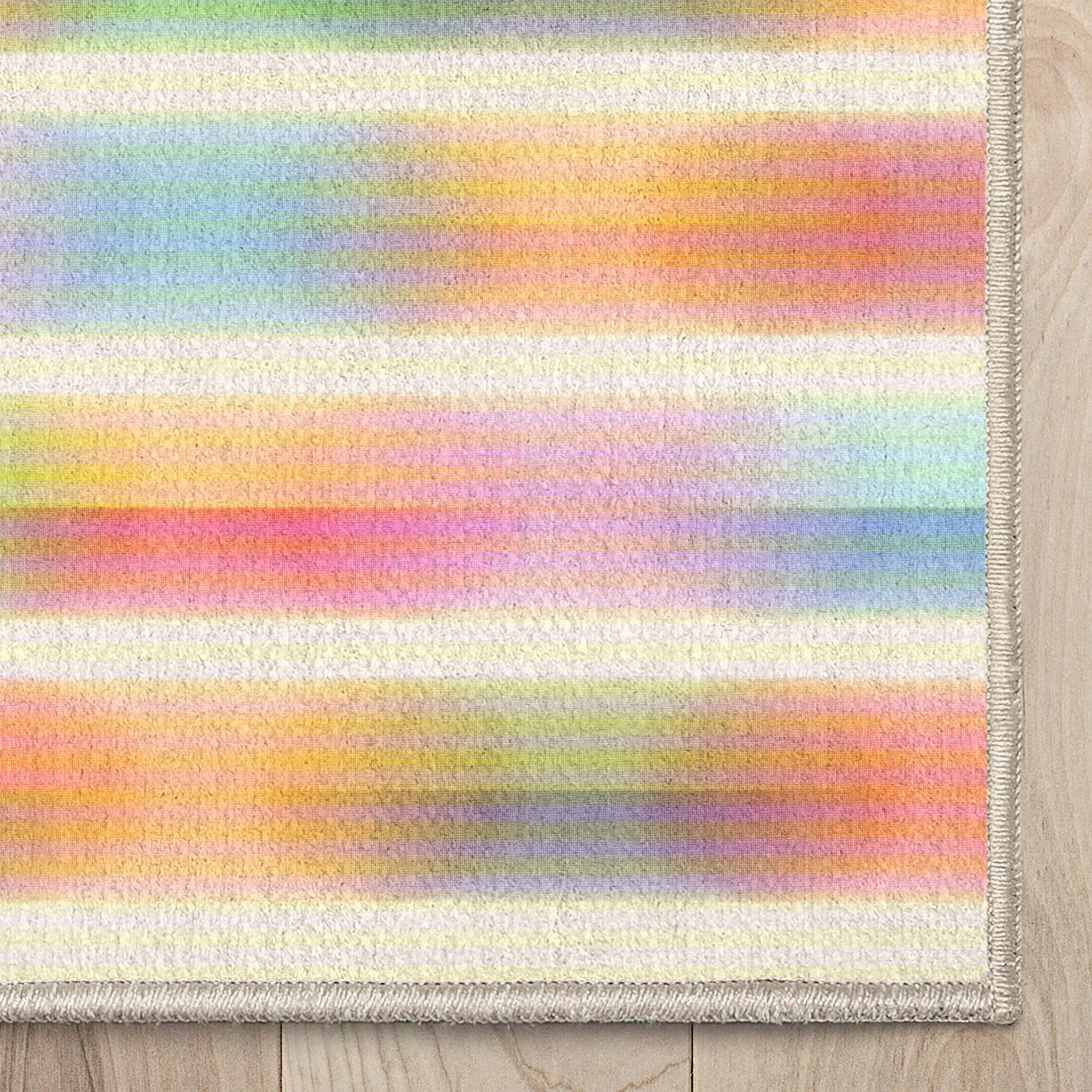 Well Woven Apollo Misty Stripes Modern Geometric Kids Multi Color Flat Pile Easy to Clean 7'10" x 9'10" Area Rug for Living Room Dining Room Bedroom and Kitchen