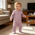 thumbnail image 3 of Karoyedx Baby Boy Winter Romper Newborn Baby Boy Fall Outfit Romper Letter Embroidery Long Sleeve Jumpsuit Bodysuit Infant Winter Waffle Clothes Pink Size,9-12 Months, 3 of 4