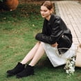 thumbnail image 2 of Ecetana Women's Ankle Boots Chunky Heel Round Toe Casuals Short Booties with Side Zipper, 2 of 7
