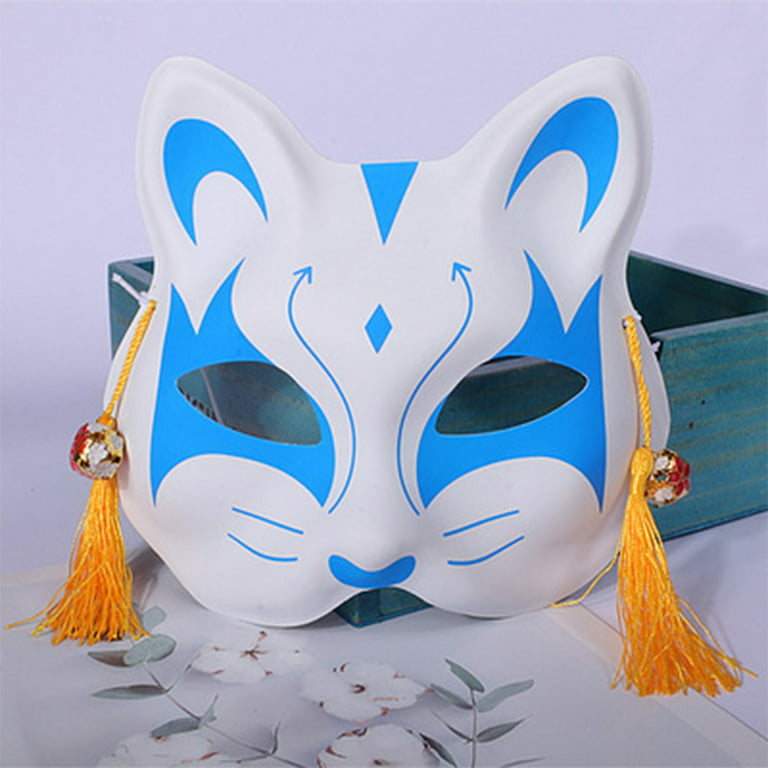 Japanese Mask Half Face Hand-painted Cat Fox Mask Anime Demon