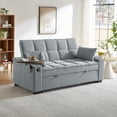 thumbnail image 3 of Tulib 3-in-1 Convertible Sleeper Sofa Bed, Pull Out Loveseat Couch with USB Charging Ports, Cup Holder & Swivel Side Table for Small Spaces, Light Gray, 3 of 10