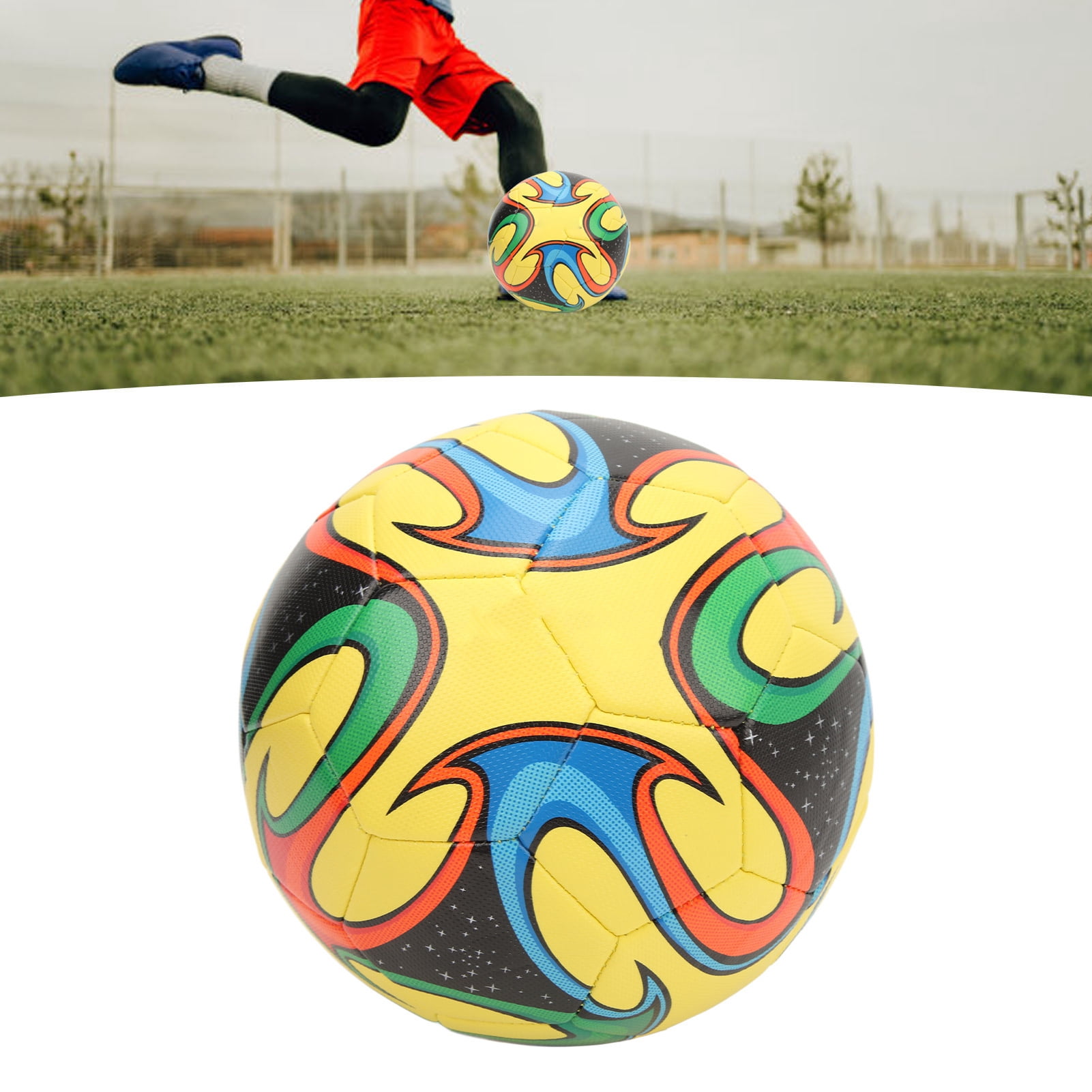 LAZIOEGR Size 5 Soft Waterproof PU Leather Soccer Ball for Adults Students Training Match Yellow (8.66 in / 22 cm) [cite: 15]