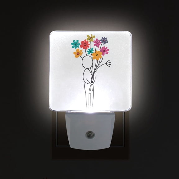 Yayeee LED Plug in Night Light for The Home with Auto Dusk to Dawn Light Sensors, 2 Pack, Colorful Flower
