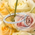 thumbnail image 2 of Gorgeous Minimalist 1.50 Carat Oval Cut Morganite And Diamond Moissanite Engagement Ring, Floral Wedding Ring In 925 Sterling Silver With 18K White Gold Plating, Surprisingly Gift For Her, 2 of 3