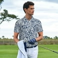 thumbnail image 2 of Kdxio Paisley4 Print Men's Short Sleeve Polo Shirt,Midweight Men's Shirt, 2 of 5
