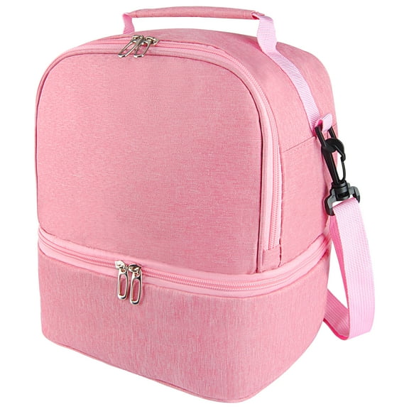 Insulated Lunch Bags for Women Men with Adjustable Shoulder Strap,AILKIN Large Lunch Box Tote Leakproof Cooler Reusable Double Deck Thermal Lunch Bags for Women,Adults,Work,Picnic,Pink