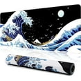 thumbnail image 3 of Gaming Laptop Mouse Pad,Sea Wave Big Desk Pads PC Keyboard Waterproof and Non-Slip 35.5 x 15.7" 0.12" Thick XL,XXL Rubber Table Mat, Kanagawa Surfing and Black Japanese Mouse Pads, 3 of 18