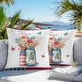 thumbnail image 2 of Outdoor Throw Pillows Covers 18X18 Set of 2 Waterproof 4th of July Decorative Zippered Cushion Covers for Patio Furniture, Patriotic Memorial Day Lumbar Pillowcases God Bless America, 2 of 8