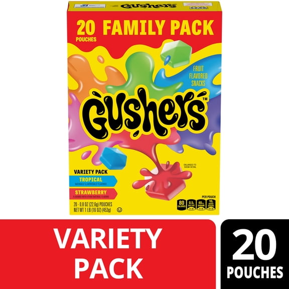 Gushers Gluten Free Tropical and Strawberry Fruit Flavored Snacks (20 Pouches)