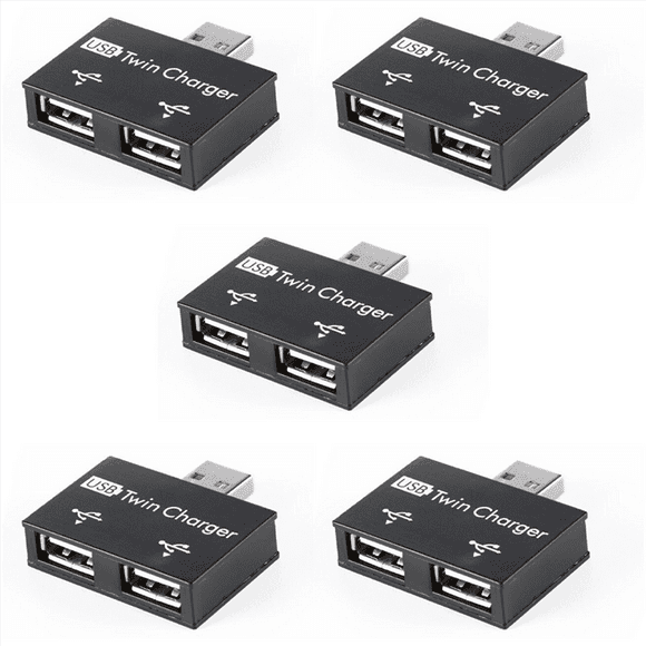 5X USB 2.0 Male to Twin Female Charger Dual 2 Port USB Dc 5V Charging Splitter Hub Adapter Converter Connector