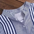 thumbnail image 4 of Women Plus Size Three Quarter Striped Print V-Neck Loose Fit Top T-Shirt Blouse, 4 of 6