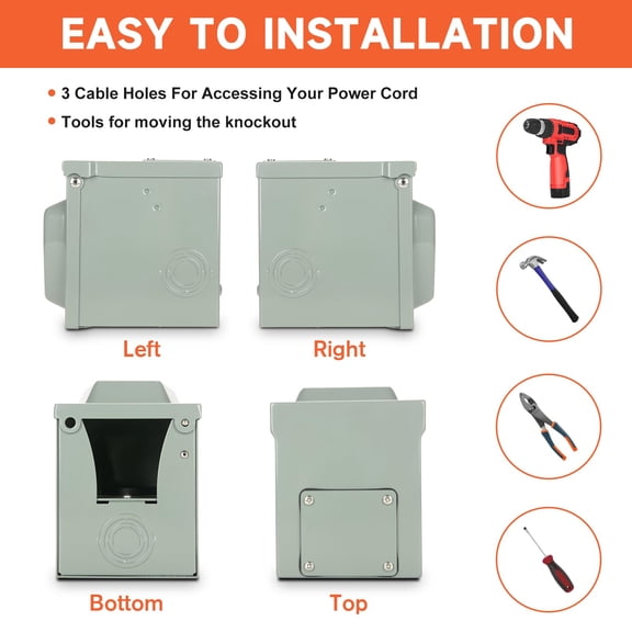 1 Pack RV Outlet Box, 50A 125/250V NEMA 14-50R Receptacle, Enclosed Lockable Weatherproof for Travel Trailer, Generator Temporary Hookup