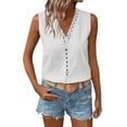 thumbnail image 2 of FNFYFH V Neck Tank Tops for Women Loose Fit Sleeveless Cotton Shirt Summer Beach Vacation Clothes, 2 of 10