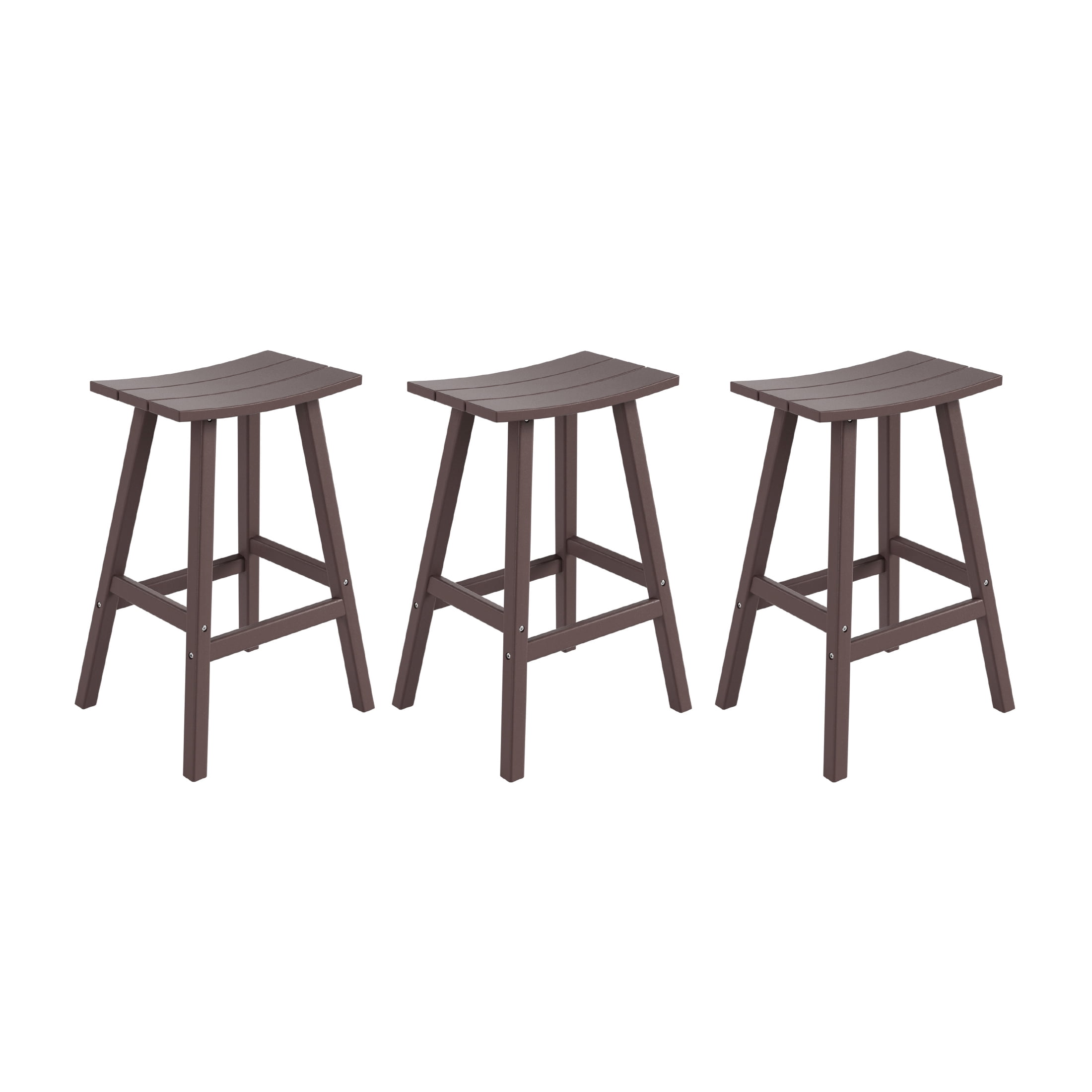 WestinTrends Malibu HDPE Outdoor Patio 29" Bar Stool Saddle Seat (Set of 3), Dark Brown