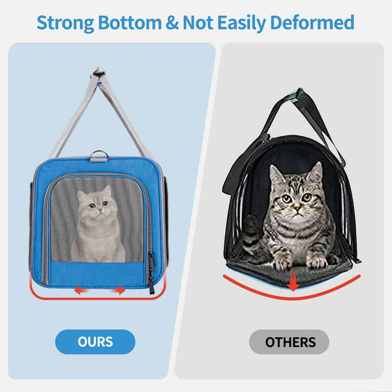 Cat Carrier, Pet Carrier for Large Cats, Soft-Sided Cat Carrier with A Bowl/Front Storage Bag for Small Medium Cats Dogs Up to 20lbs, Collapsible