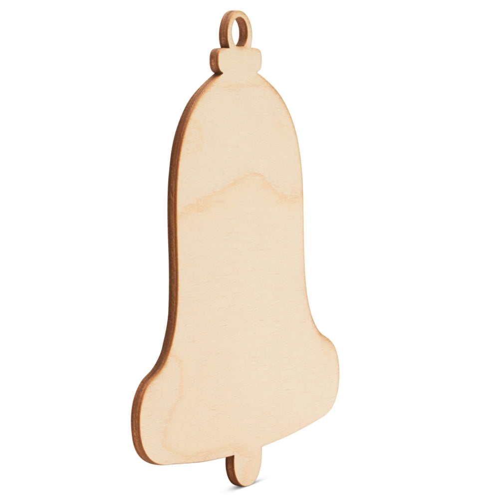 Christmas Bell Ornament 8 inch, Pack of 10 Small Wood Cutouts, Paintable Christmas Ornaments to Decorate and Craft, by Woodpeckers