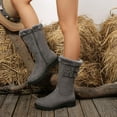 thumbnail image 3 of Womens Snow Boots Plush Warm Suede Low Heel Zipper Wide Mid Calf Winter Booties Trendy Buckle Straps Casual Outdoor Dress Long Boots, 3 of 7