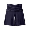 thumbnail image 5 of Arlun Womens Plus Size Yoga Workout Shorts Stretchy Ruched High Waist Summer Fold over Shorts Solid Color Casual Loose Fit Knee Length Loungewear Short Pants for Daily Versatile Navy S, 5 of 5