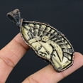 thumbnail image 4 of Natural Tribal Bone Face Cameo Handmade Copper Wire Wrap Pendant 3.15", 4 of 4