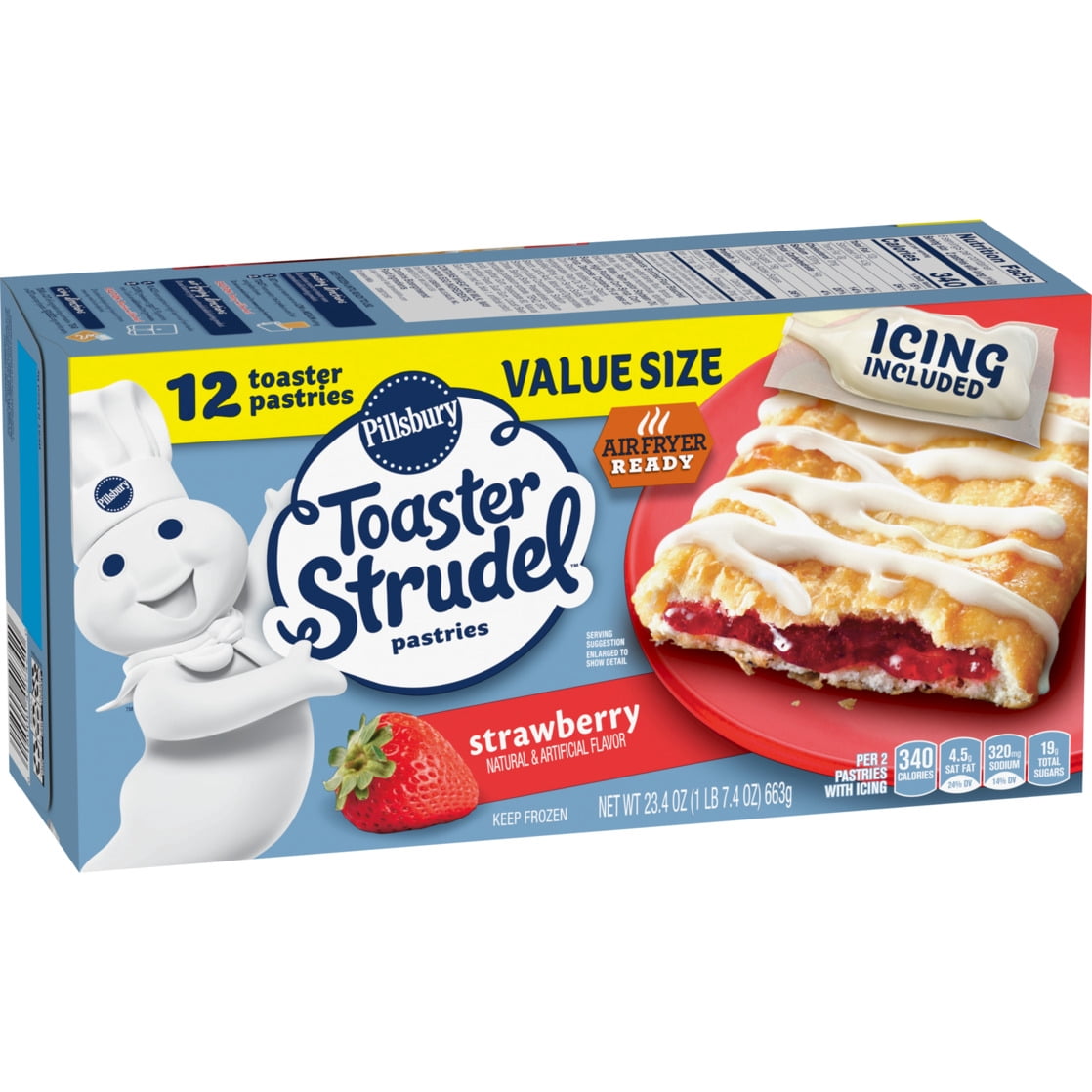 Pillsbury Frozen Toaster Strudel Pastries, Strawberry, 12 Ct, 23.4 oz
