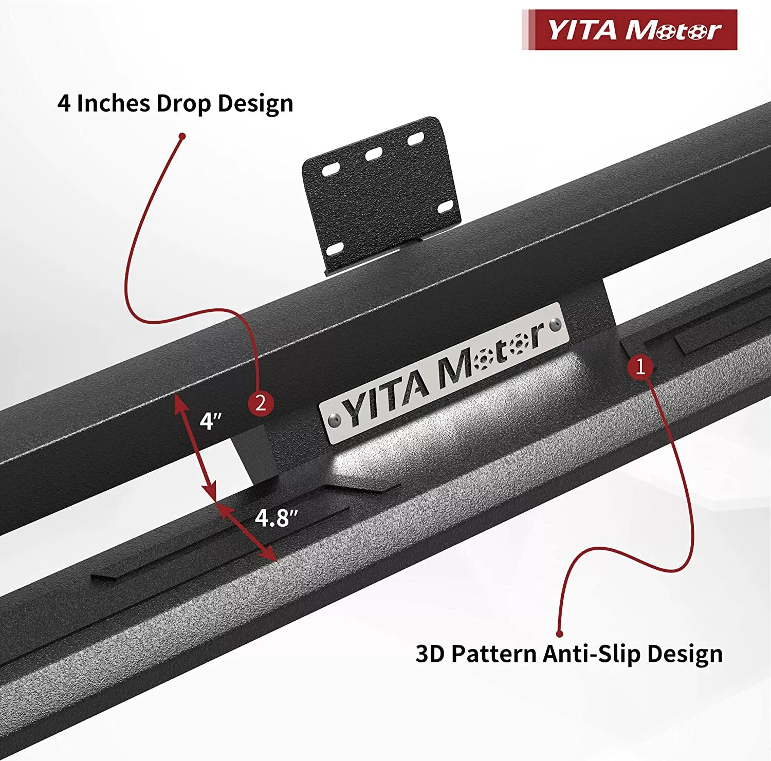 RVNI Running Board for 2019-2023 2024 2025 Dodge Ram 1500 Crew Cab Drop Off-Road Side Step Nerf Bar Black Carbon Steel