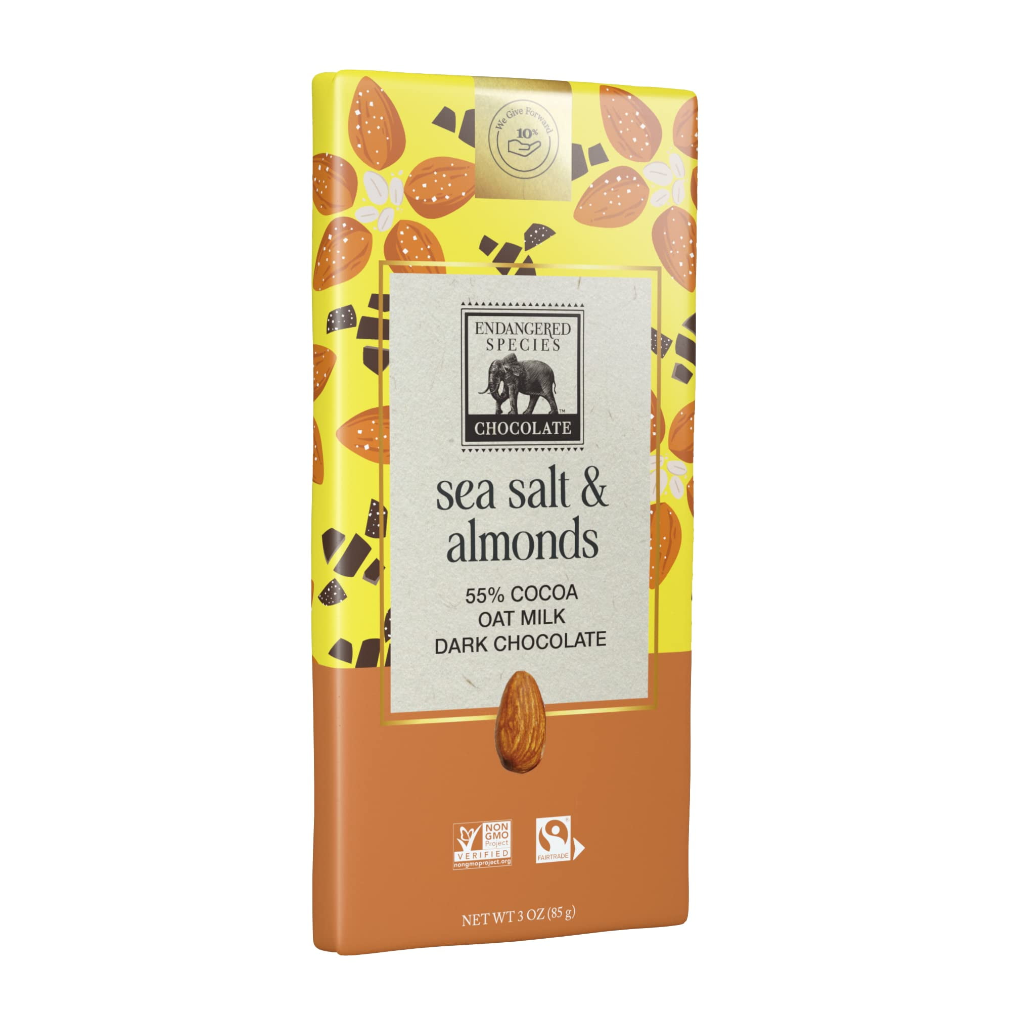 Endangered Species Chocolate Bee, 3 Oz. Bars, 55% Cocoa, Oat Milk With Dark  Chocolate, Sea Salt & Almonds, Gluten Free, Fair Trade and Ethically