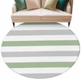 thumbnail image 2 of Geometric Sage Round Living Room Rugs 7 ft, Green and Gray Stripes Washable Area Rug with Non-Slip Sturdy Edge Binding Round Carpet for Kitchen Office Bedroom, 2 of 9