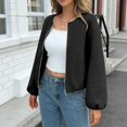 thumbnail image 6 of Aellinatey Womens Cropped Bomber Jacket Casual Zip Up Varsity Jackets Trendy Outwear Coats with Welt Pockets, 6 of 10