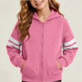 thumbnail image 4 of HAOTAGS Kids Hooded Sweatshirt (5-14) Winter Fleece-lined Zipper Warm Jacket Pink Size 13, 4 of 7