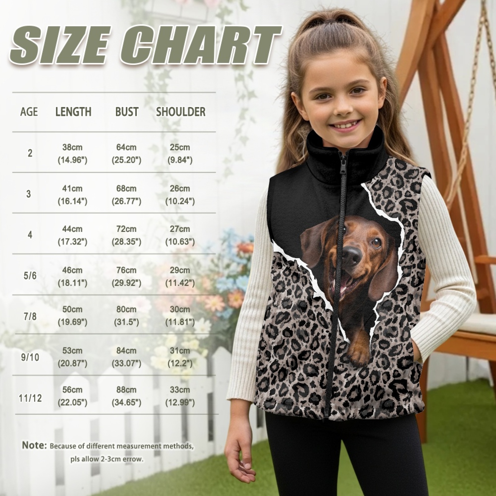 Xoenoiee Dachshund Leopard Print Fleece Outerwear Vests for Boys, Big Little Kids Sleeveless Zipper Coat Jacket Winter Spring Fall Warm Fleece Vest with Pockets, Size 3T