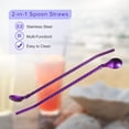 thumbnail image 4 of Unique Bargains 16Pack 8.6' Stainless Steel Spoon Straws Reusable Twist Handle Spoon, Purple, 4 of 5