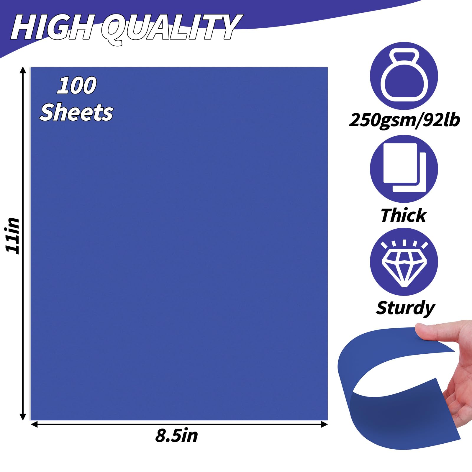 100 Sheets Blue Card Stock 8.5 X 11in 250gsm 92lb Cardstock Construction Paper Heavy Weight Printer For Invitations  Stationery Printing Scrapbooking Crafts Diy Cards