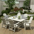 thumbnail image 6 of WestinTrends Malibu Outdoor Dining Table for 6, All Weather Poly Lumber Adirondack 71" Trestle Long Dining Table with Umbrella Hole, Sand, 6 of 7