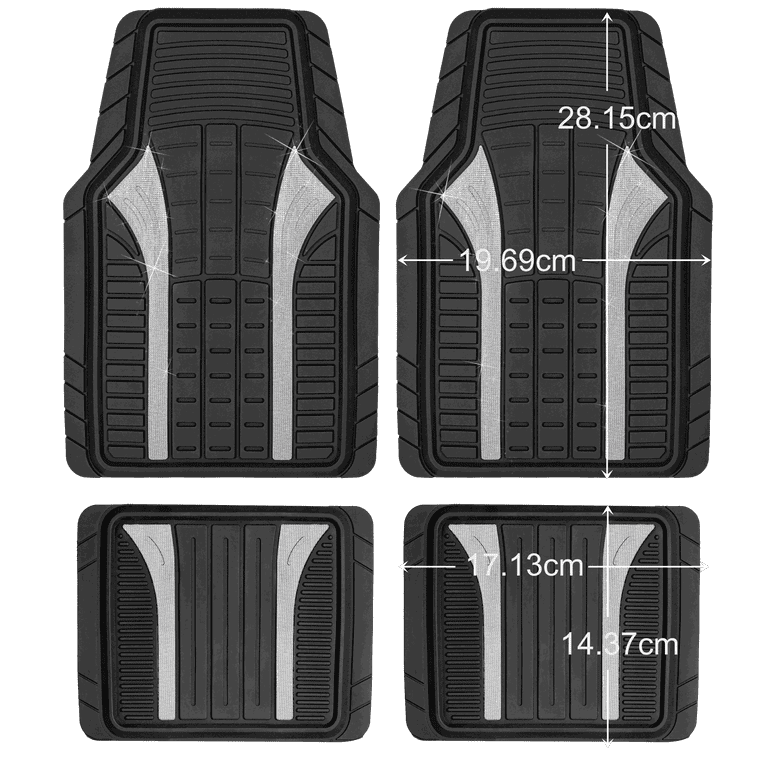Auto Drive 4-Piece Car Floor Mat Set, Bling Glitter Silver photo 8