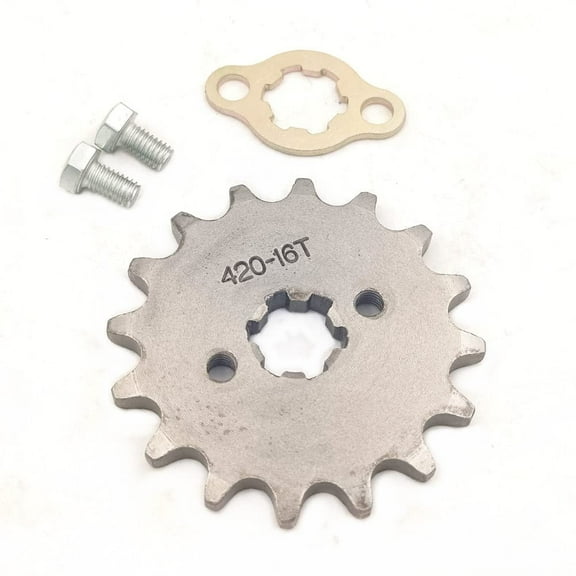 420 16T 17mm with Retainer Clip and Bolts Front Engine Sprocket for 50cc 70cc 110cc 125cc 140cc 160cc Honda Z50 CT70 Speed Mini Bike TaoTao Roketa Coolster Sunl Lifan Chinese Motorcycle ATV Dirt Bike