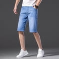 thumbnail image 2 of Summer Men‘s Denim Shorts Cotton Lyocell Blend Elasticity Straight Denim Pants Fashion Thin Knee Short Jeans Plus Sizes 42 44 46, 2 of 7
