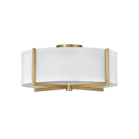 19.5 inch 51W 3 Led Medium Semi-Flush Mount-Heritage Brass Finish-Off-White Shade Color Bailey Street Home 81-Bel-4421000