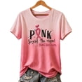 thumbnail image 5 of Mfakffe Breast Cancer Shirts for Women Breast Cancer Awareness Crew Neck Short Sleeve T-Shirt Floral Pink Ribbon Embroidery Print Casual Loose Tee, 5 of 5