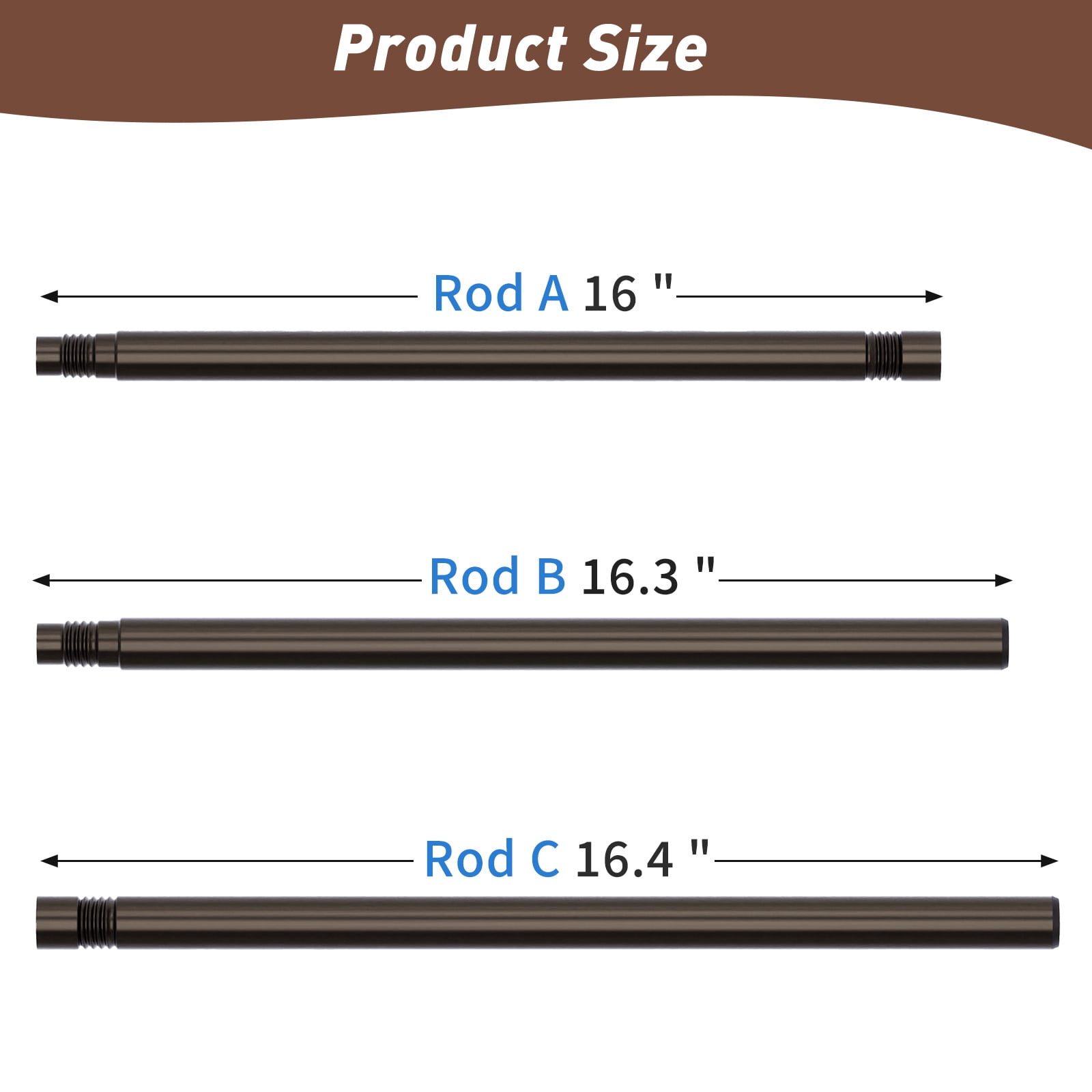32"-86" Curtain Rods,1 inch Diameter Single Curtain Rod Set,Heavy Duty Curtain Rods with Aluminium Finials,Bronze